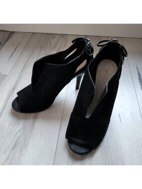 NINE WEST Black Leather Ankle Bootie Heels Sz 7.5 - BUNDLE & SAVE 30%